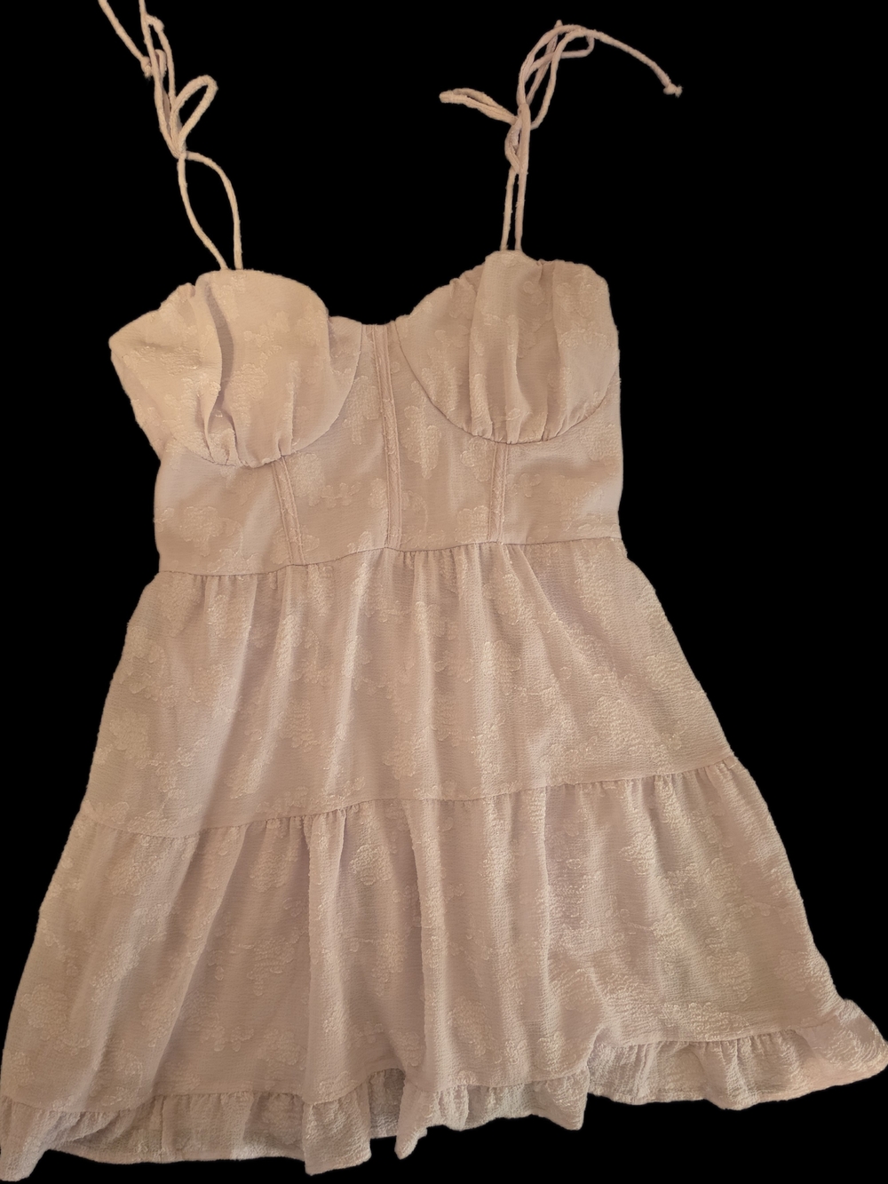 Wild Fabe Lavender Tie-Shoulder Tiered Sundress